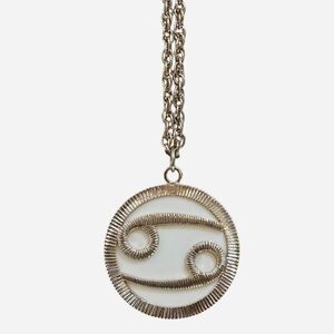 70s boho whimsigoth cancer zodiac astrology gold tone necklace sarah coventry